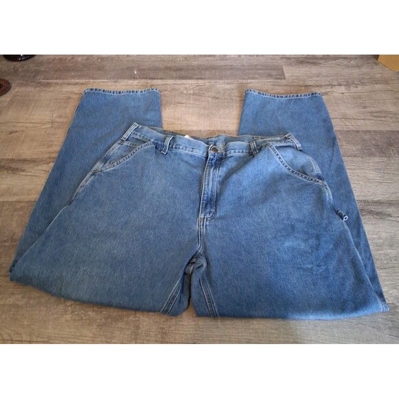Carhartt Mens Carpenter Jeans 40 x 34 Dungaree Workwear Blue Denim Pants - Picture 4 of 7